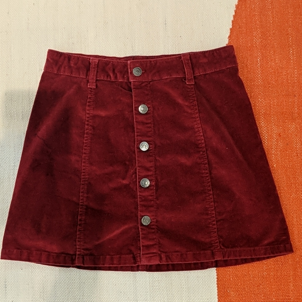 Velvet red mini skirt